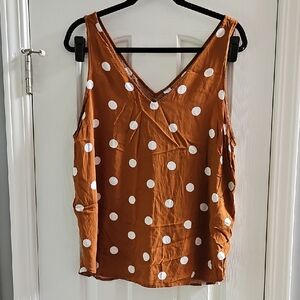 Old Navy Rust Orange and White Polka Dot Tank Top